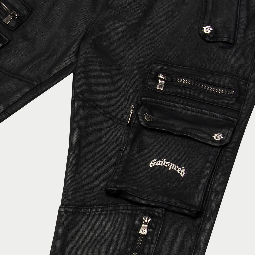 Wax Flare Premium Cargo Pants (Black)