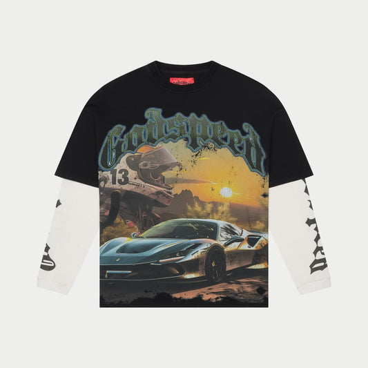 Sunset Drift Layered T-Shirt (Grey Wash)