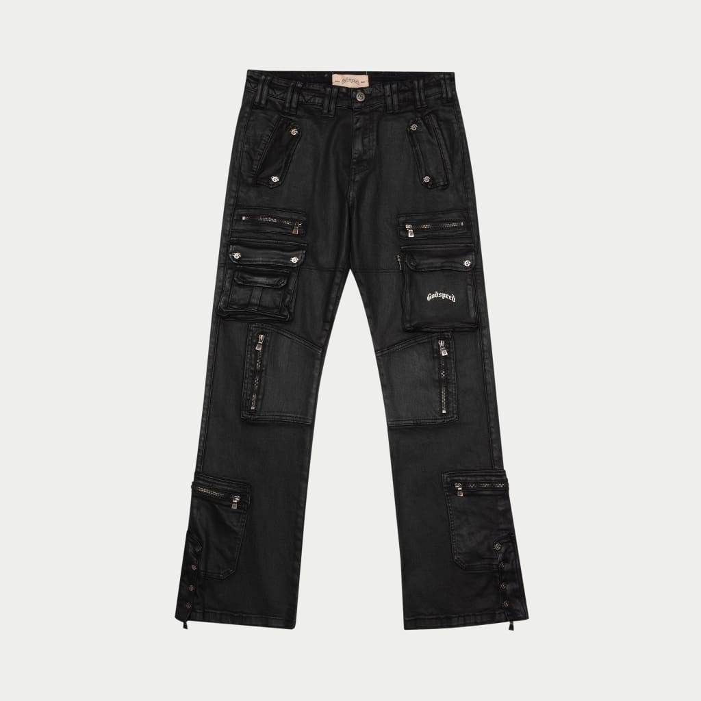 Wax Flare Premium Cargo Pants (Black)
